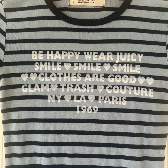 Super Rare Y2K Vintage Juicy Couture Tee Made In Glamorous USA White Label Small - Picture 2 of 4